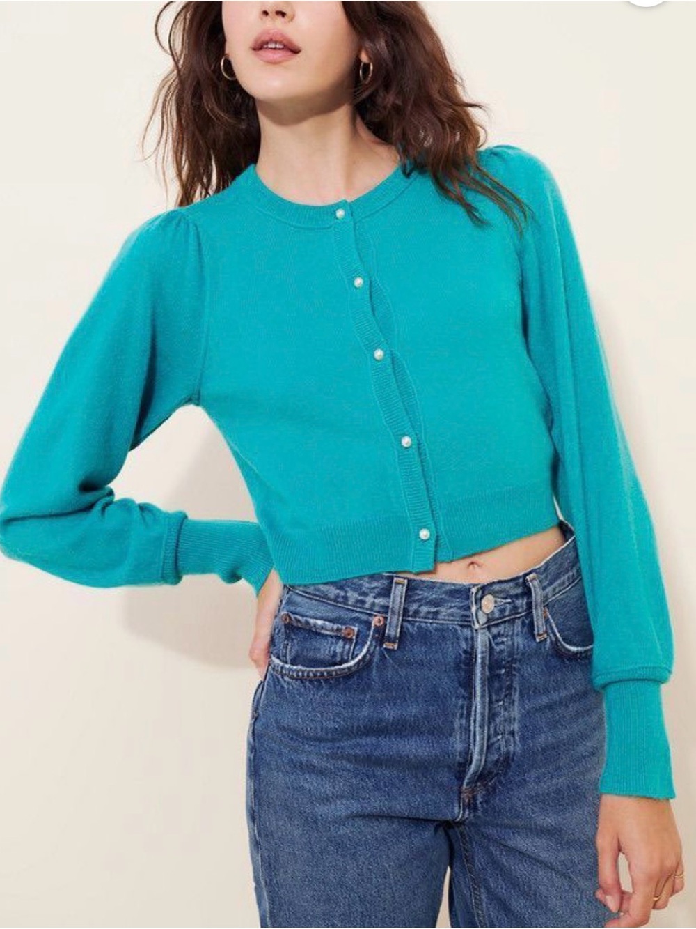 EUC Free People Pearl Cashmere Cardigan in Teal Size S